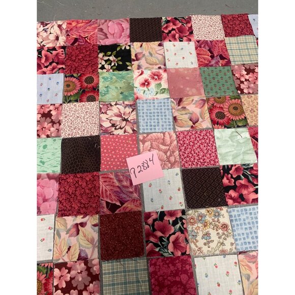 Vintage Floral Patchwork Quilt Top 128 Precut 2” Cotton Squares Multi-Pattern De - Picture 4 of 4